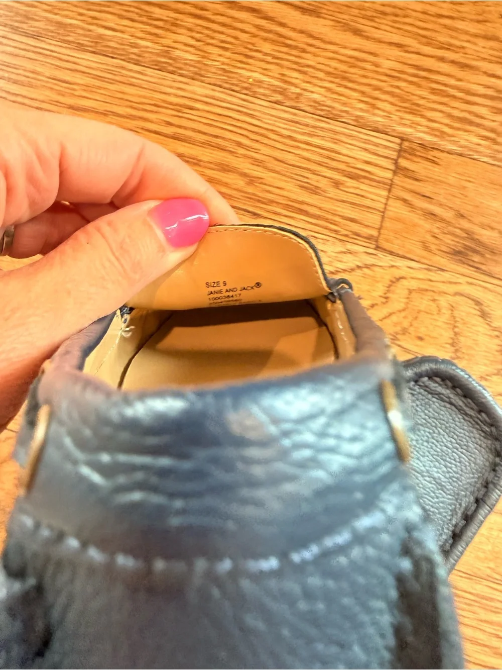 Janie and Jack Navy Leather Toddler Loafers